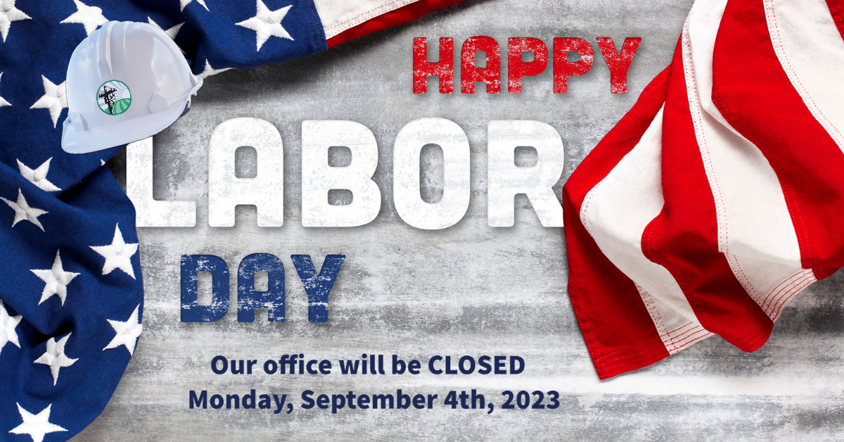 Flag closed labor day text