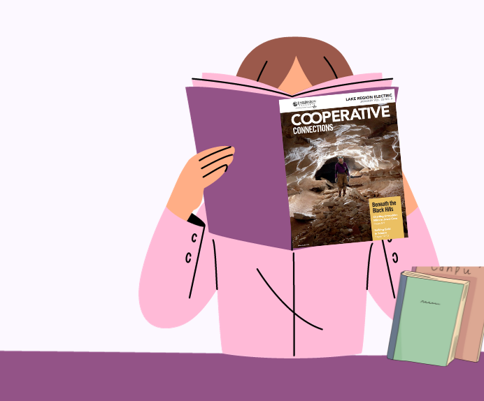 cartoon person reading magazine