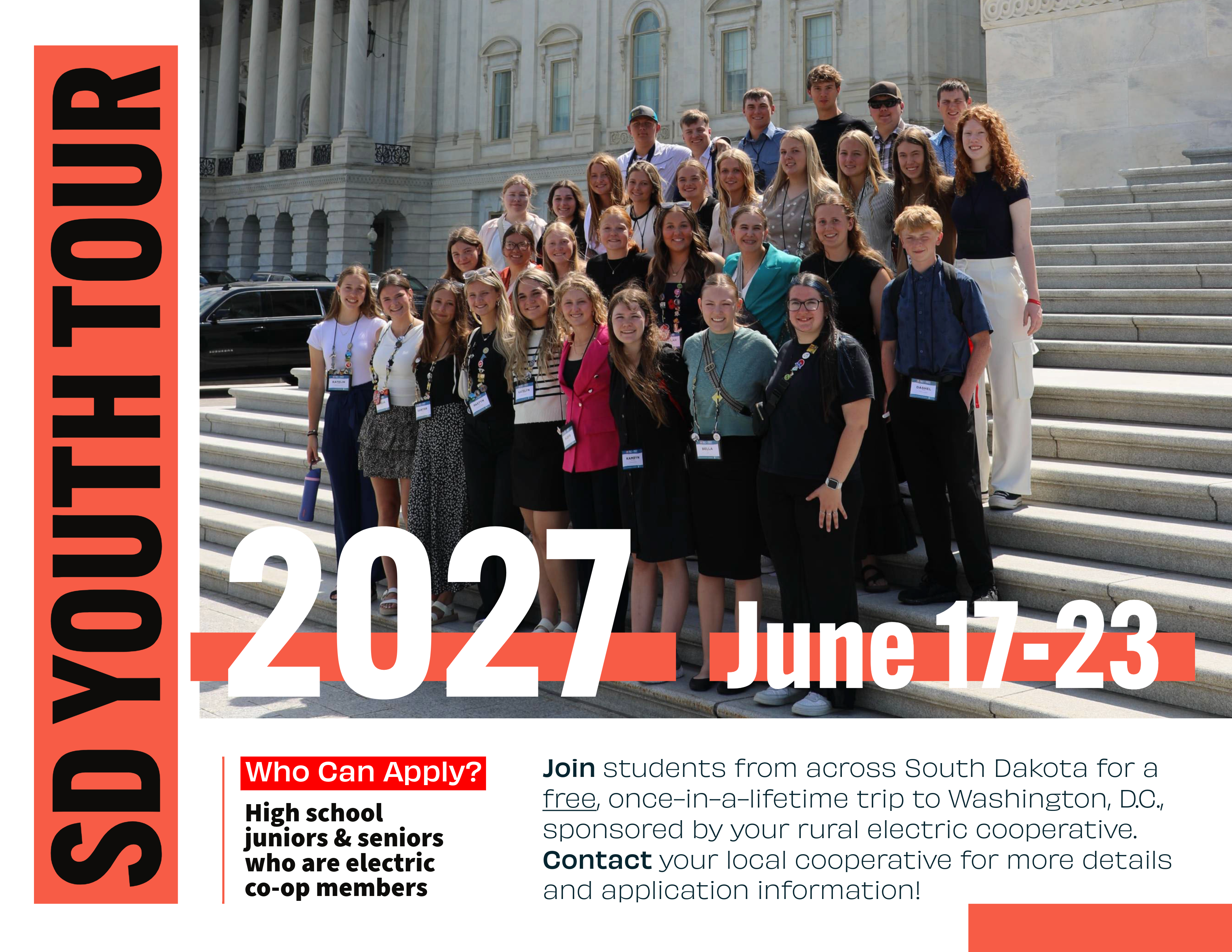 Students on Capitol steps with text
