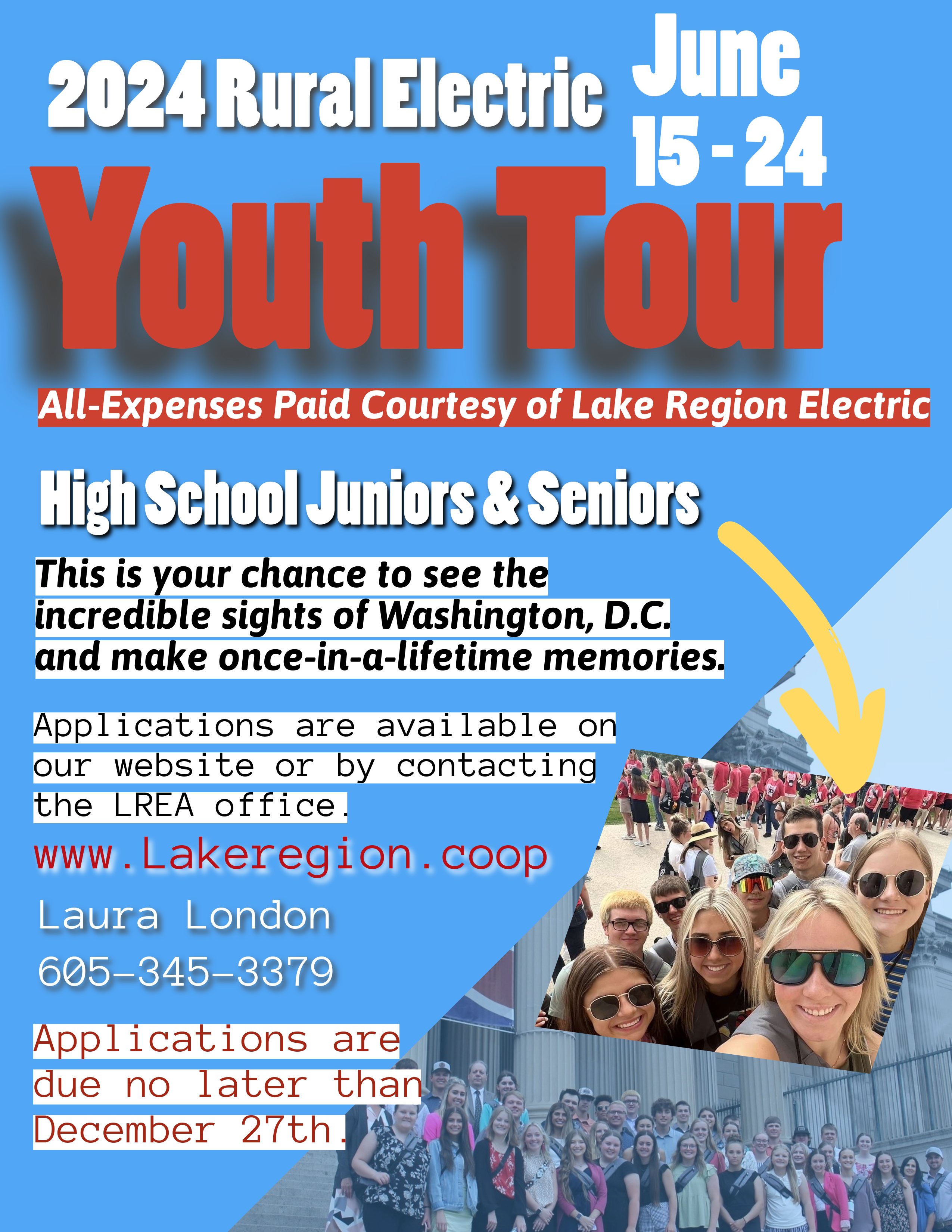 ad poster for youth tour with group of teens